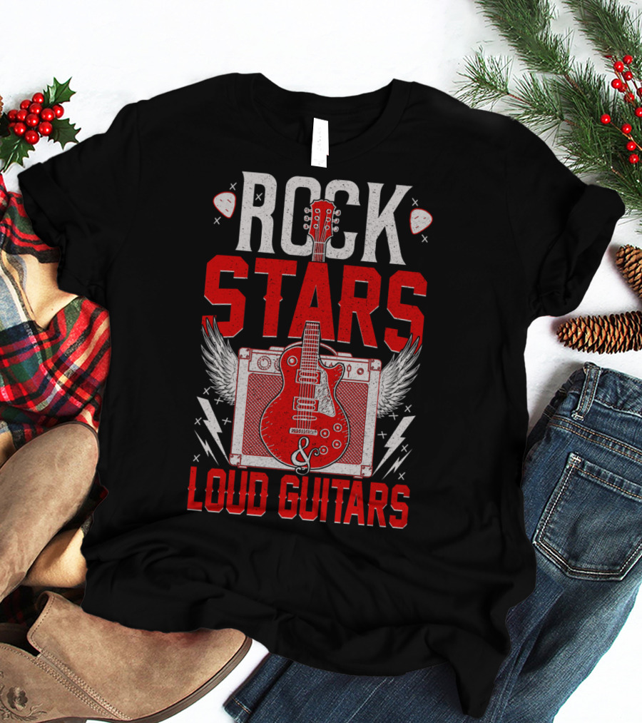 Rock Stars Loud Guitars Vintage Amplifier And Wings T-Shirt