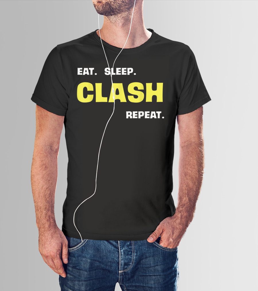 Eat Sleep Clash Repeat Retro Gaming Motif T-Shirt