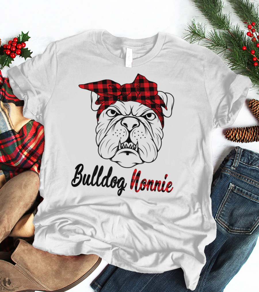 Bulldog Nonnie Plaid Red Bandana Costume T-Shirt