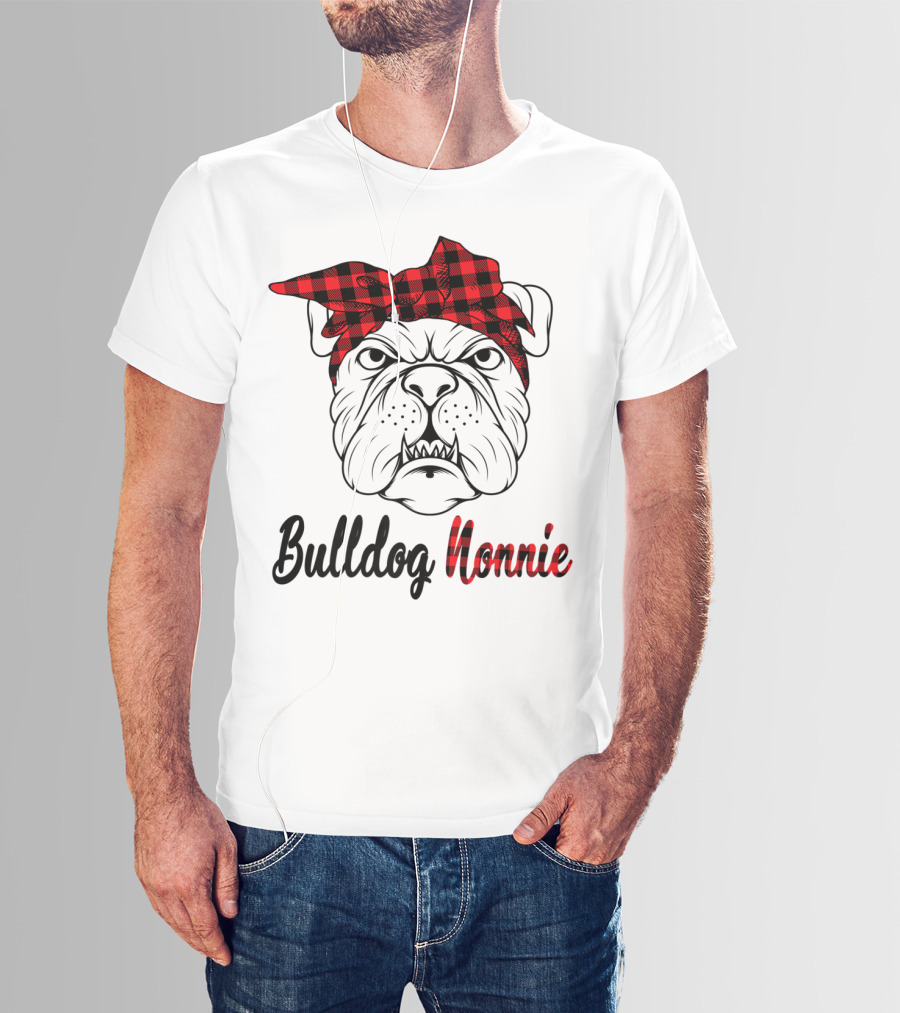 Bulldog Nonnie Plaid Red Bandana Costume T-Shirt