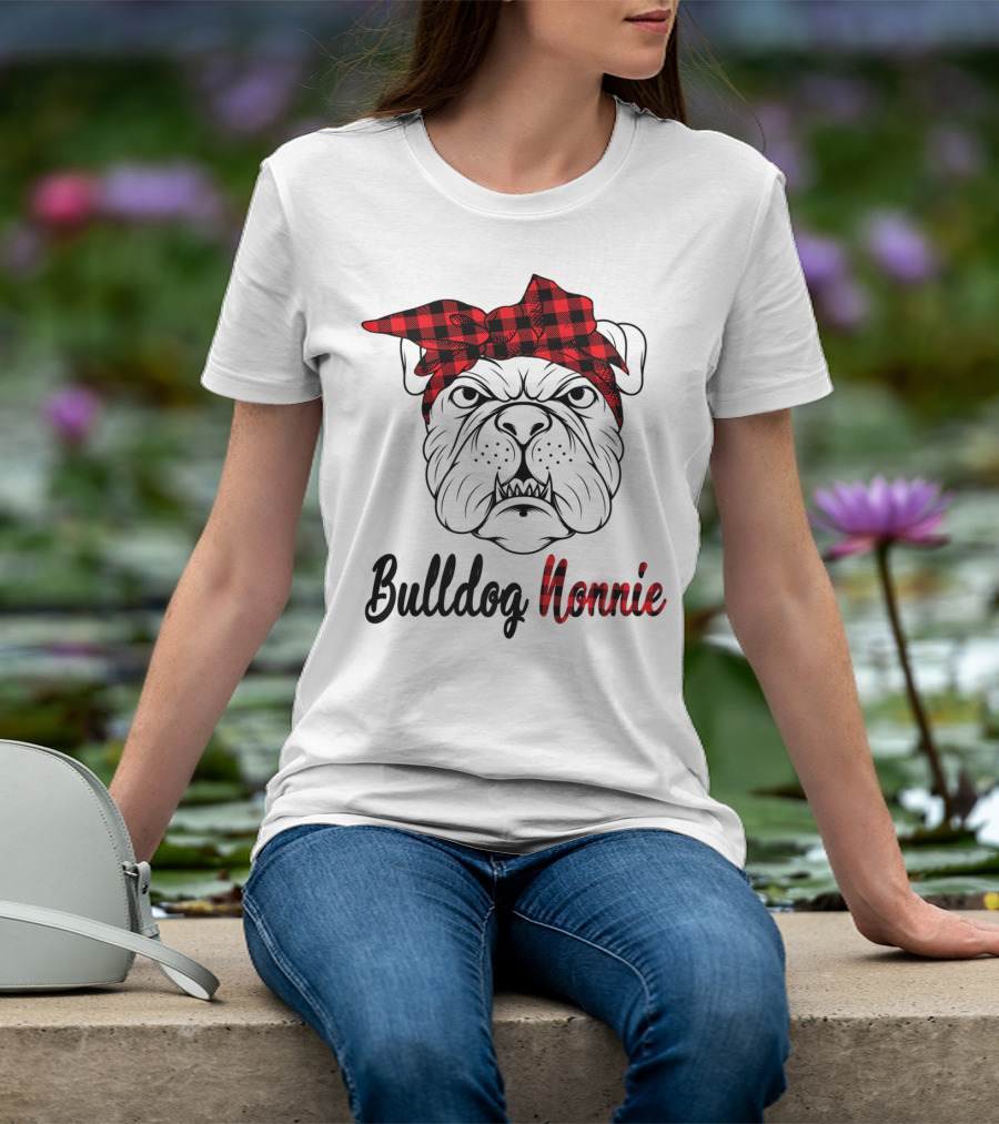Bulldog Nonnie Plaid Red Bandana Costume T-Shirt