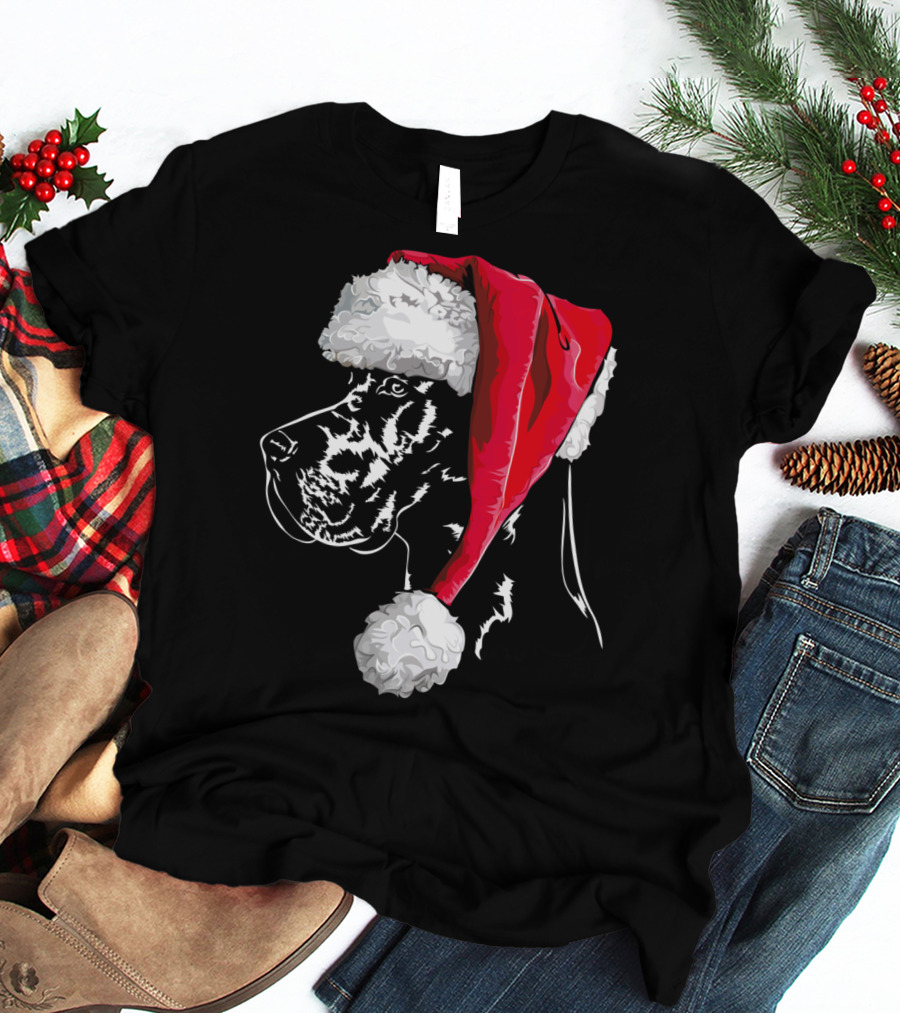 Great Dane Santa Hat Christmas Dog Humor T-Shirt