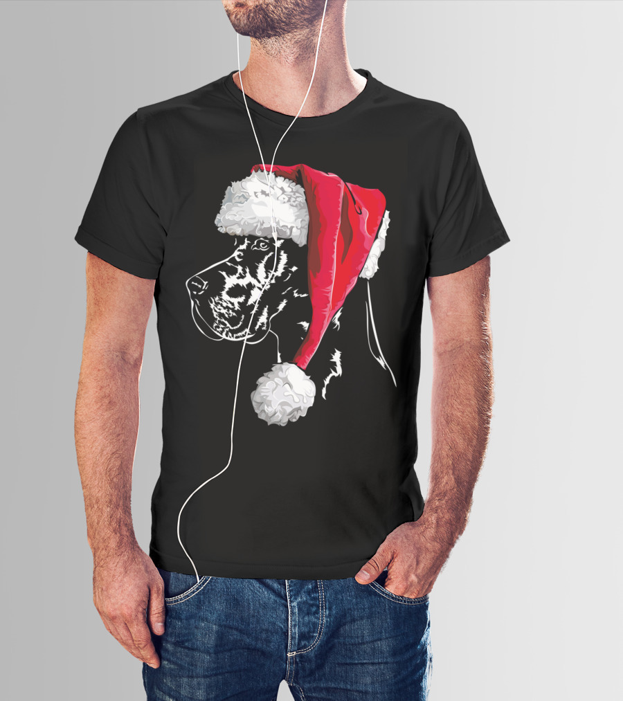 Great Dane Santa Hat Christmas Dog Humor T-Shirt