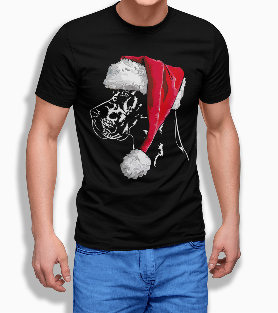Great Dane Santa Hat Christmas Dog Humor T-Shirt