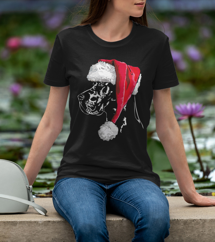Great Dane Santa Hat Christmas Dog Humor T-Shirt