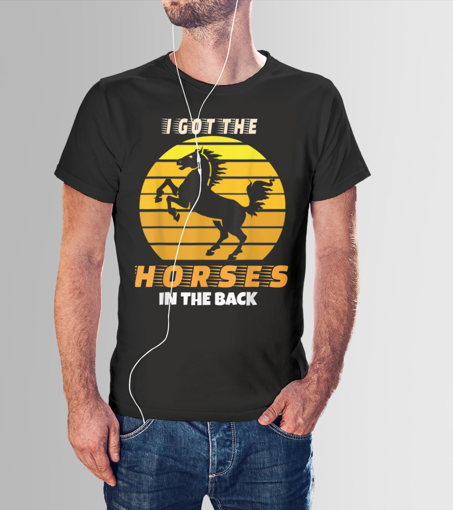 I Got The Horses In The Back Rearing Stallion Sunset T-Shirt