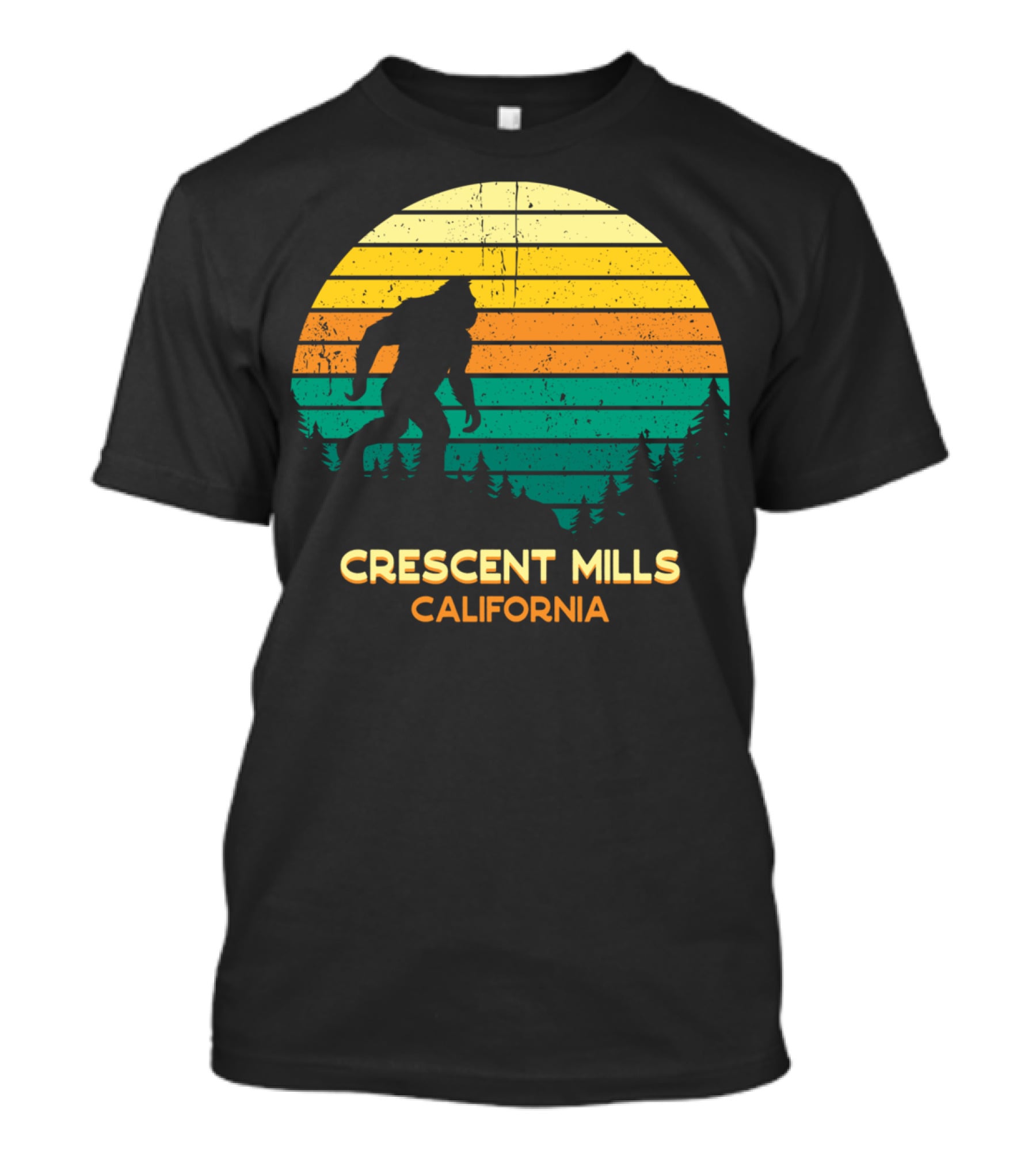 Crescent Mills California Bigfoot Retro Bayou Sunset T-Shirt