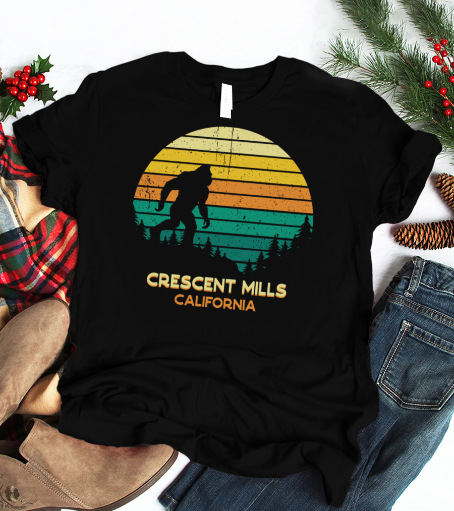 Crescent Mills California Bigfoot Retro Bayou Sunset T-Shirt