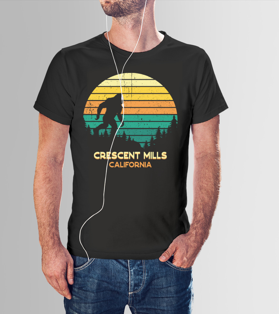 Crescent Mills California Bigfoot Retro Bayou Sunset T-Shirt