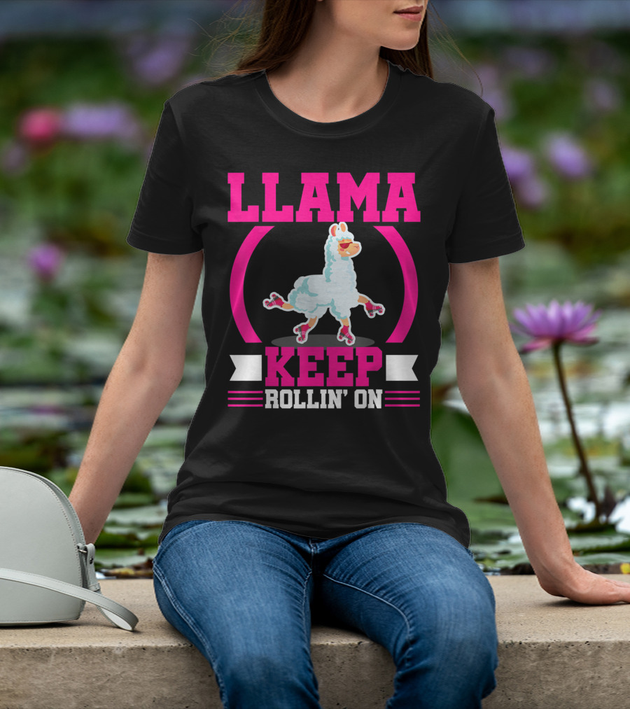Llama Keep Rollin' On Funny Skater Derby Skating T-Shirt