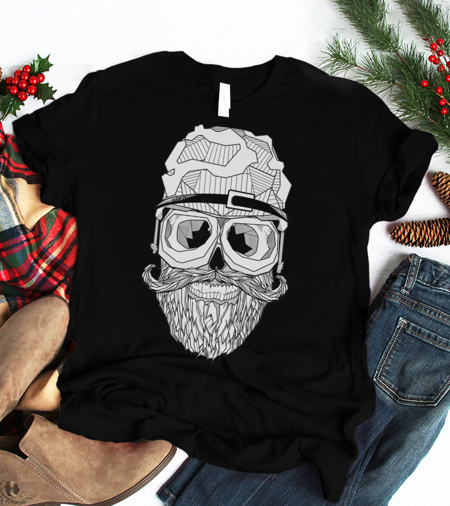 Arson Aesthetic Memoriae Skull Beard Geometric Glasses T-Shirt