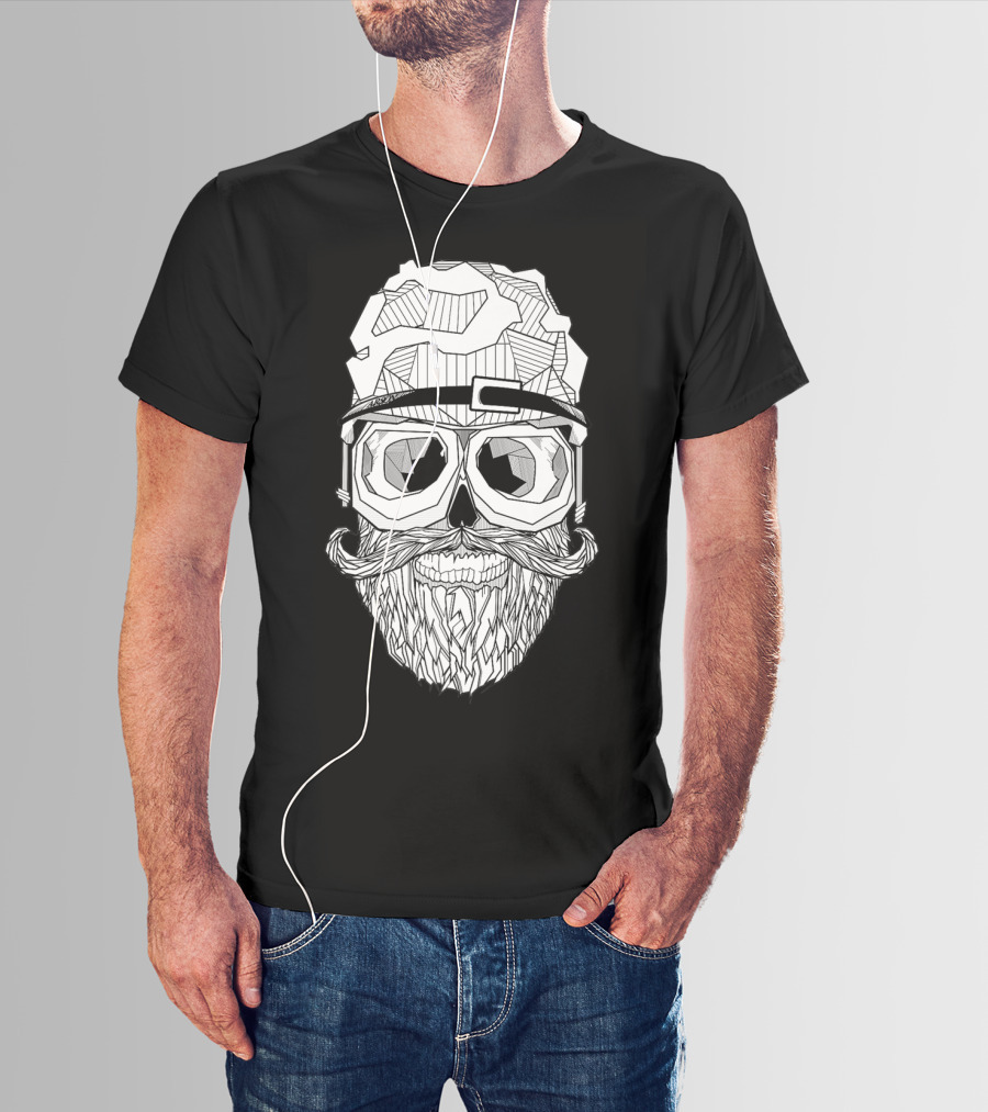 Arson Aesthetic Memoriae Skull Beard Geometric Glasses T-Shirt