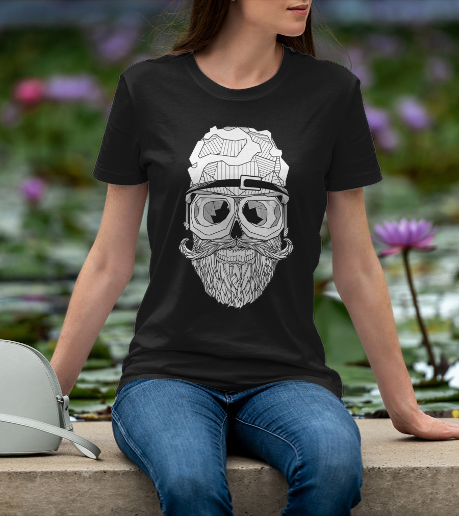 Arson Aesthetic Memoriae Skull Beard Geometric Glasses T-Shirt