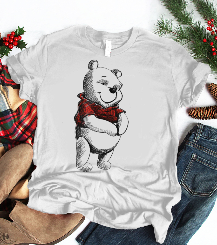 Disney Sketch Of Winnie The Pooh In Red T-Shirt