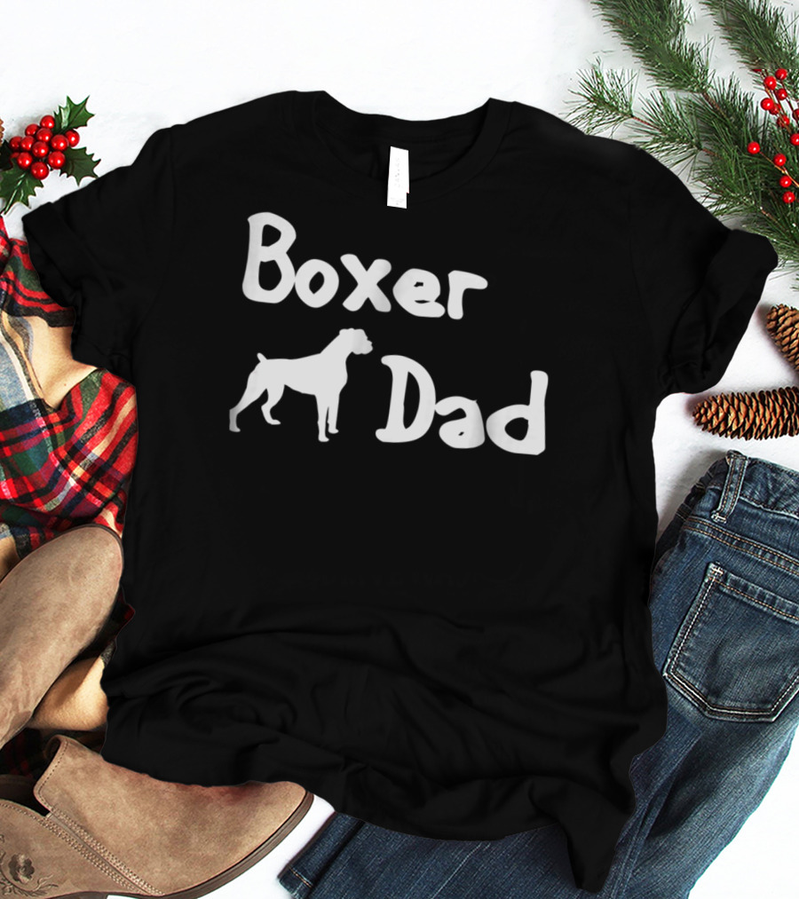 Boxer Dad With Boxer Silhouette For Boxer Enthusiasts T-Shirt