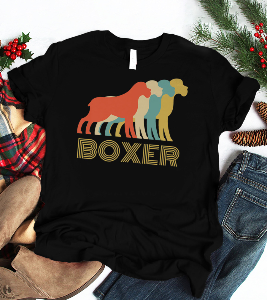 Boxer Dog Breed Vintage Colorful T-Shirt
