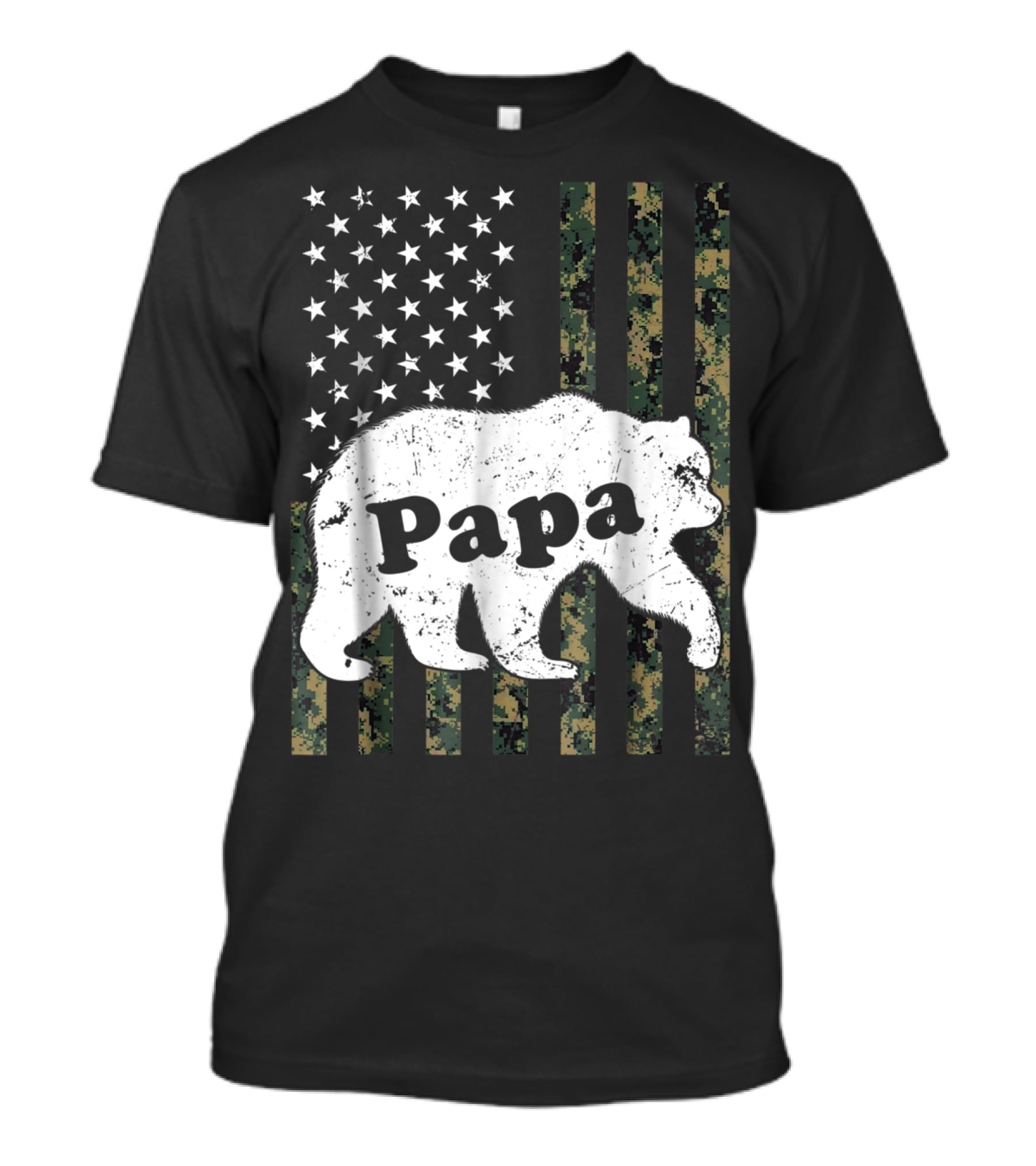 Papa Bear American Flag Camouflage T-Shirt