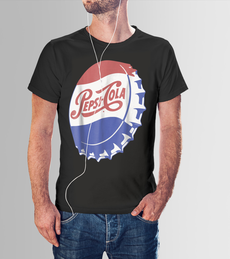 Pepsi Cola Vintage Bottle Cap Logo Soft Drinks Retro Branding T-Shirt