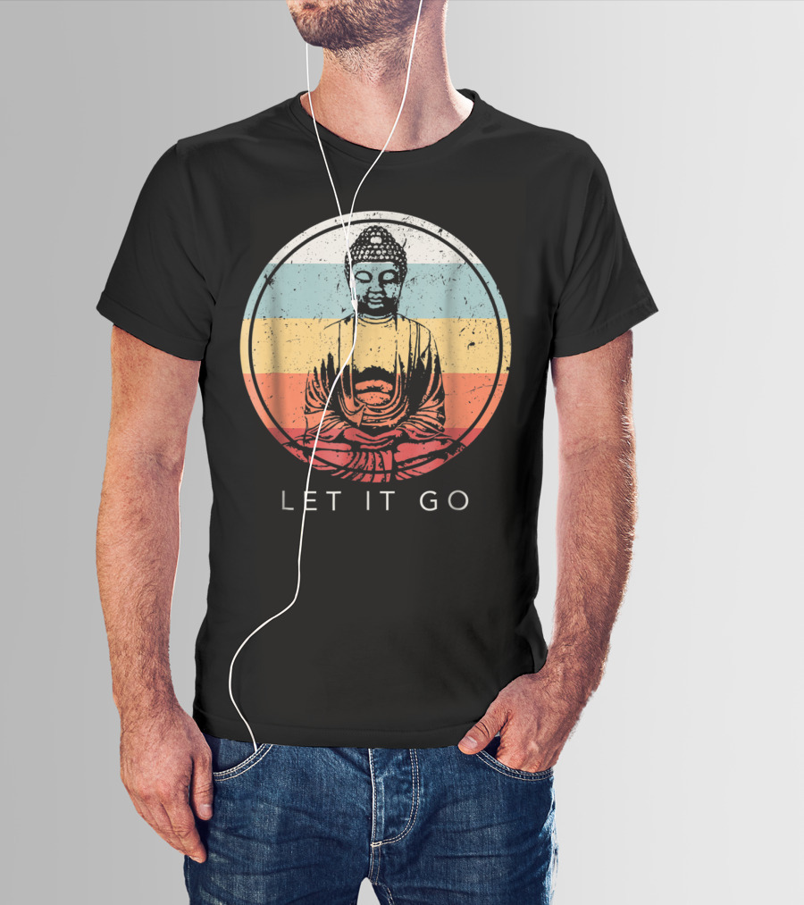 Let It Go Buddha Meditation Vintage Zen Bud Retro Circle T-Shirt