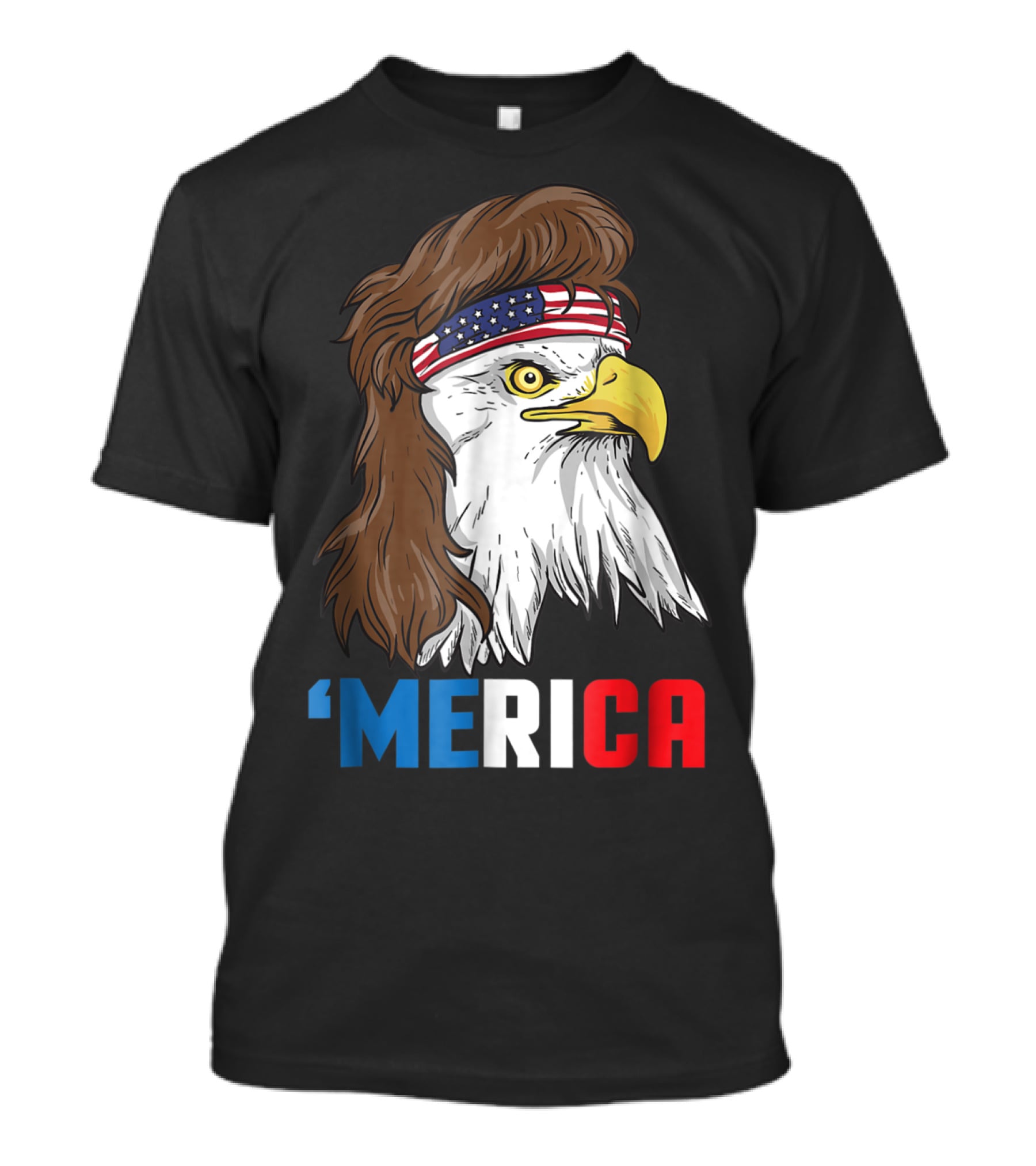 'Merica Patriotic Mullet Eagle With American Flag Headband T-Shirt