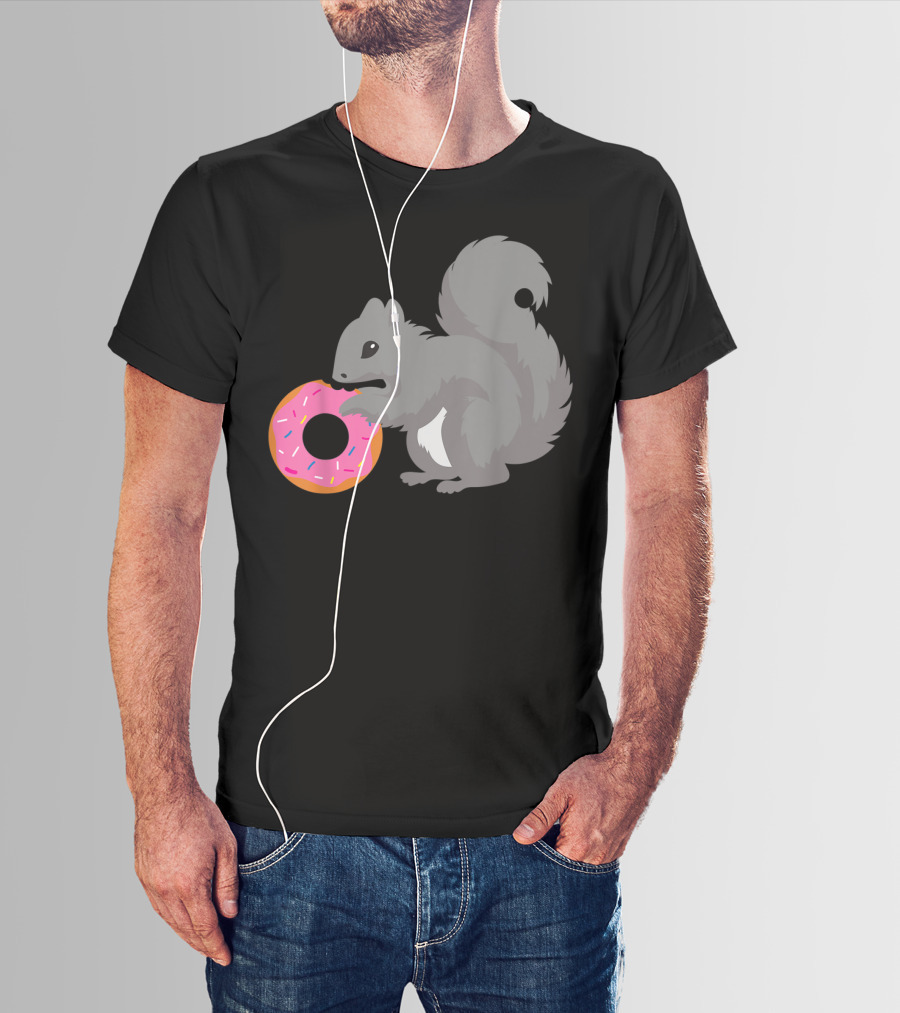 Squirrel Holding Pink Sprinkled Doughnut T-Shirt