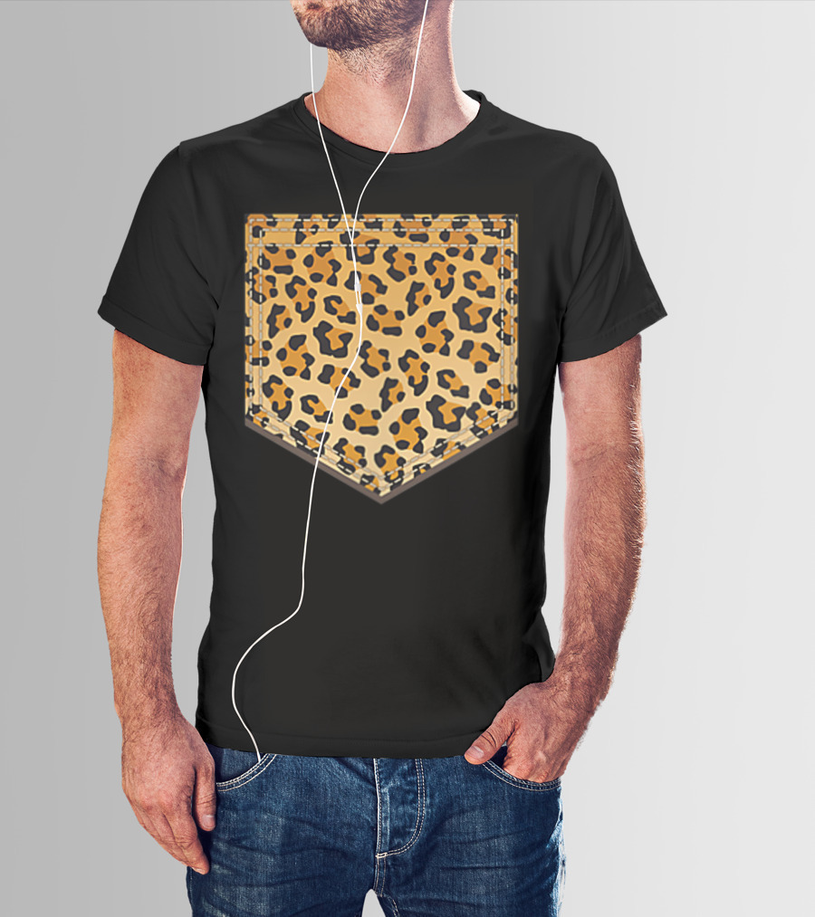 Leopard Print Pocket Cool Animal Lover Cheeta T-Shirt