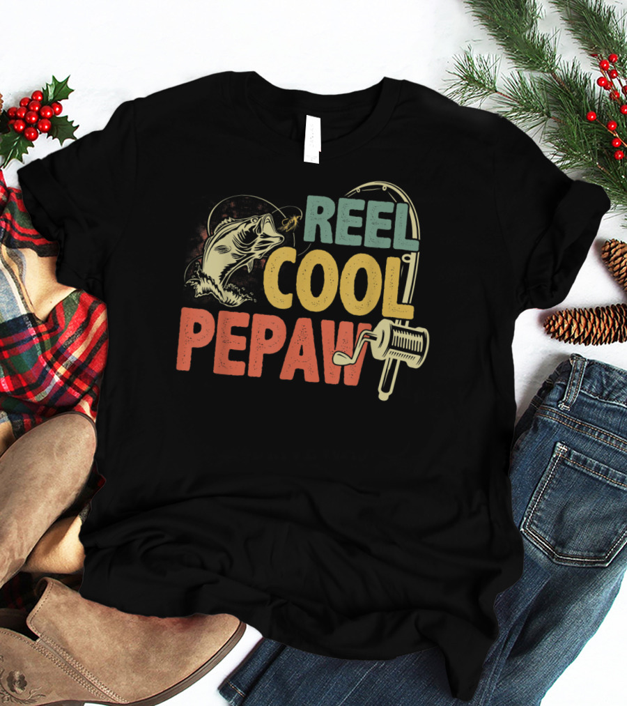 Retro Vintage Reel Cool Pepaw For Fishing Enthusiasts T-Shirt