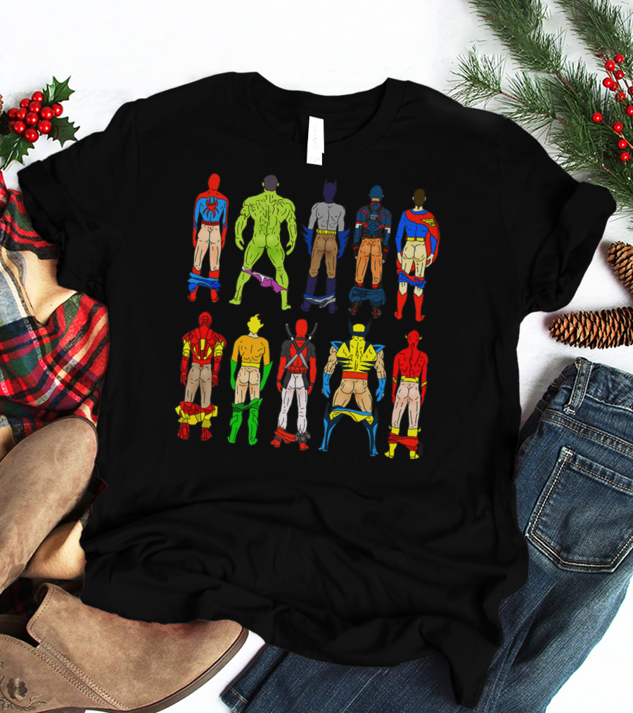 Superhero Butts Avengers DC Comics Parody Action Heroes 4 T-Shirt