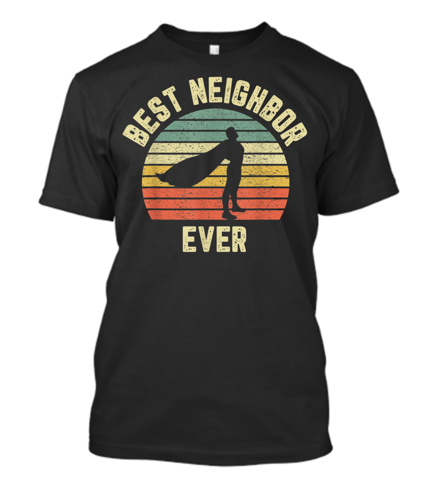 Best Neighbor Ever Vintage Superhero Silhouette Fun Mens T-Shirt