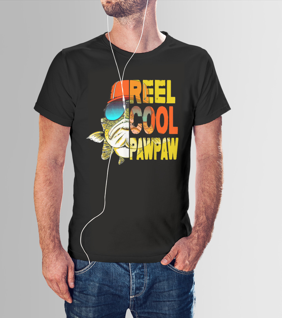 Father's Day Fishing Reel Cool Pawpaw Retro Fish Sunglasses And Hat T-Shirt