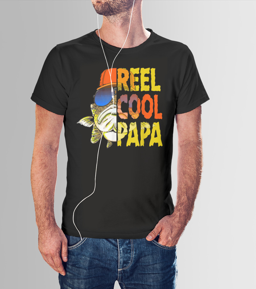 Reel Cool Papa Fishing Fish With Sunglasses And Hat T-Shirt