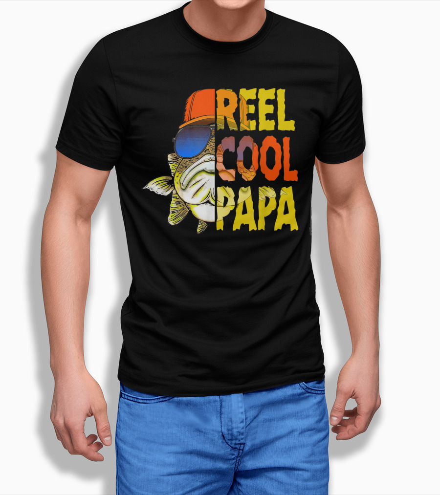 Reel Cool Papa Fishing Fish With Sunglasses And Hat T-Shirt