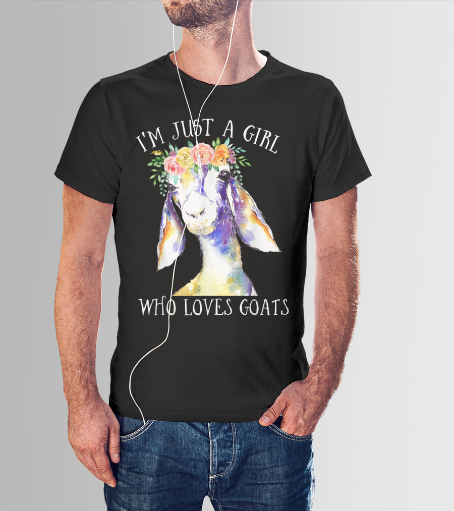 I'm Just A Girl Who Loves Goats Floral Paint Flower Crown T-Shirt