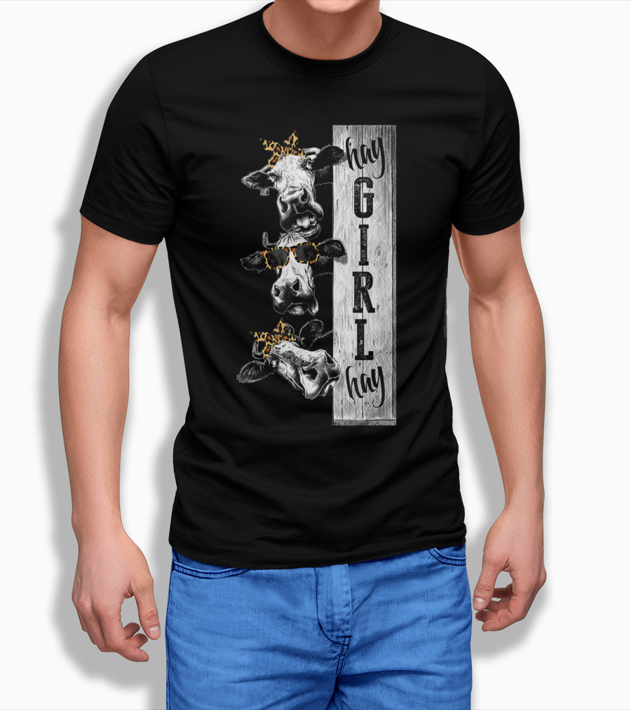 Leopard Bandana Cow Hay Girl Hay Heifer Trio T-Shirt