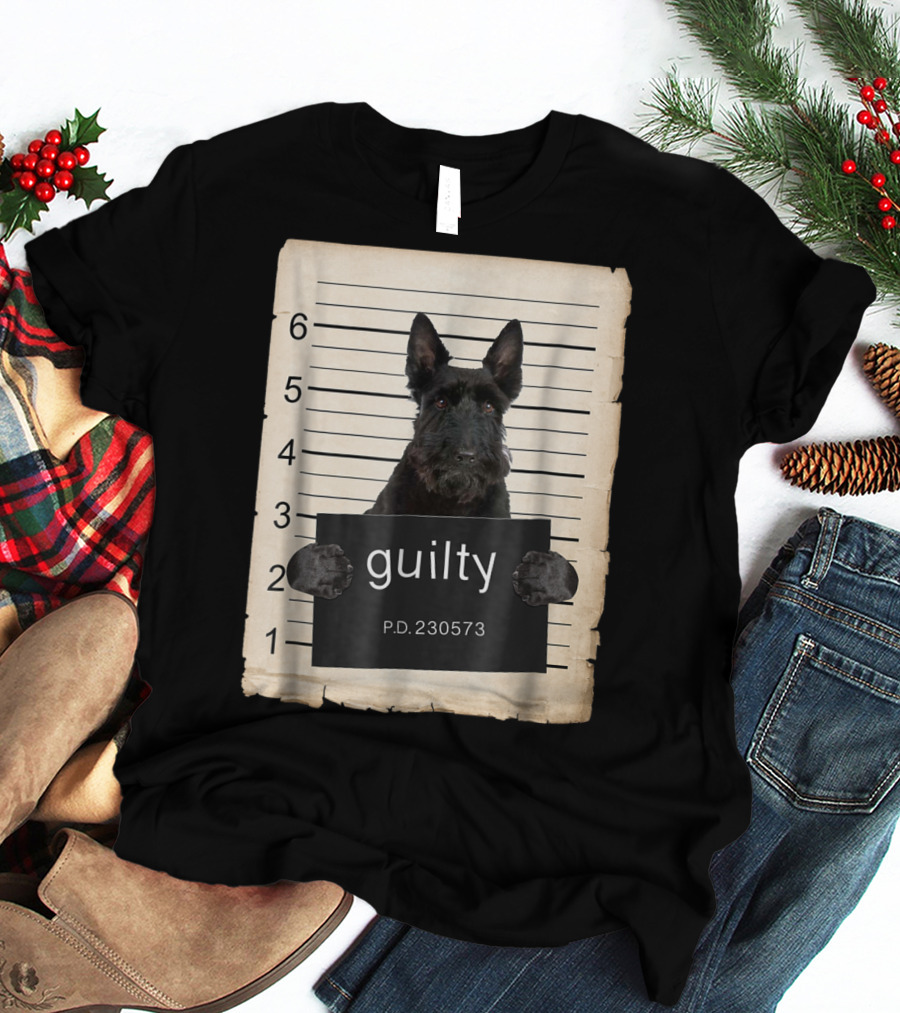 Scottish Terrier Mugshot Guilty Dog P.D. 230573 T-Shirt