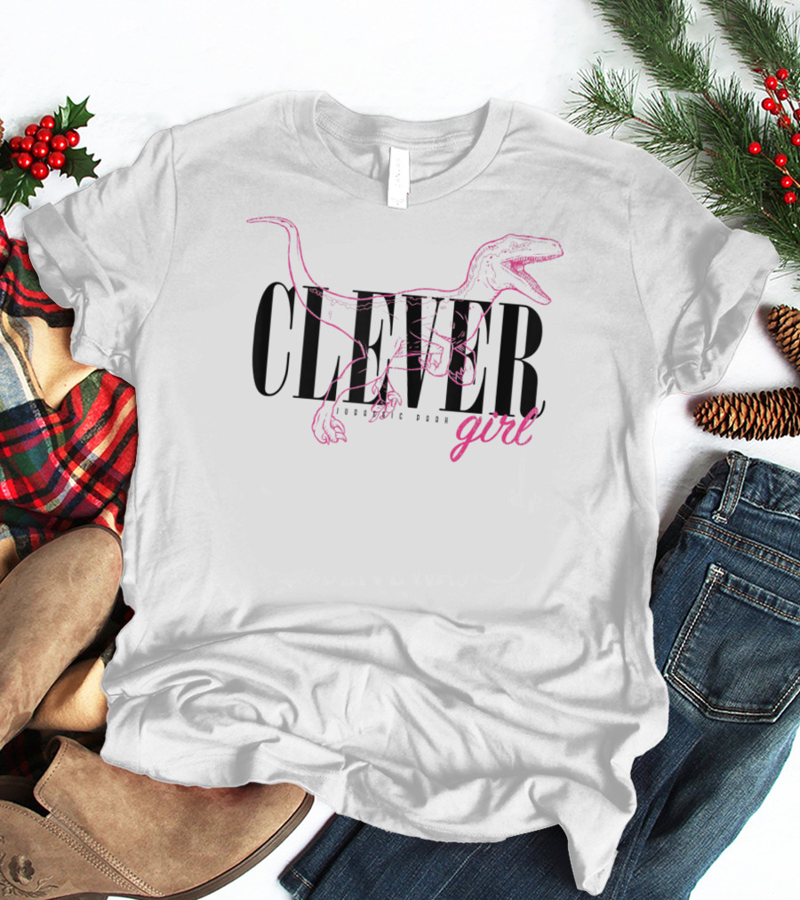 Jurassic Park Clever Girl Neon Pink Raptor Outline T-Shirt