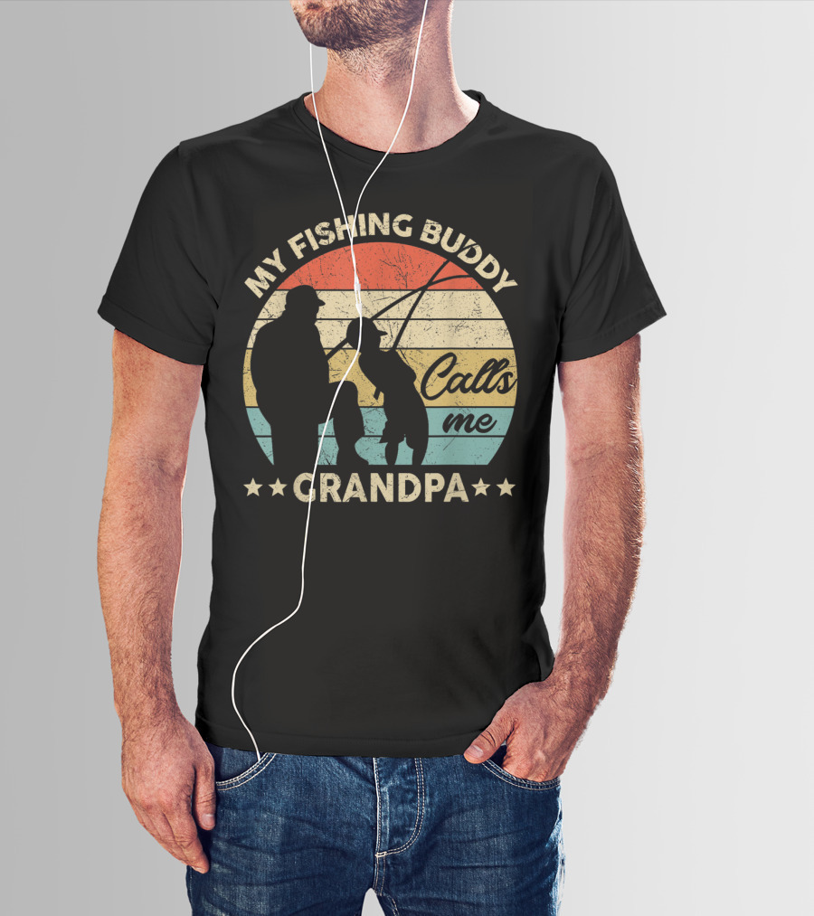 My Fishing Buddy Calls Me Grandpa Retro T-Shirt