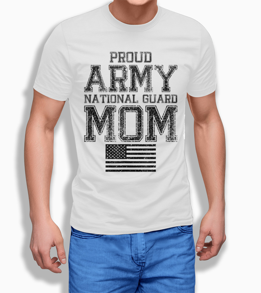 Proud Army National Guard Mom American Flag US Military T-Shirt
