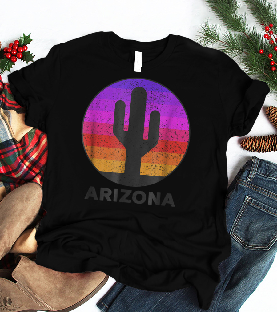 Arizona Saguaro Cactus Vintage Sunset T-Shirt
