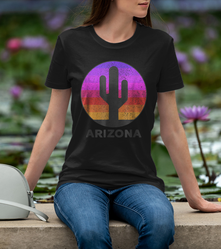 Arizona Saguaro Cactus Vintage Sunset T-Shirt