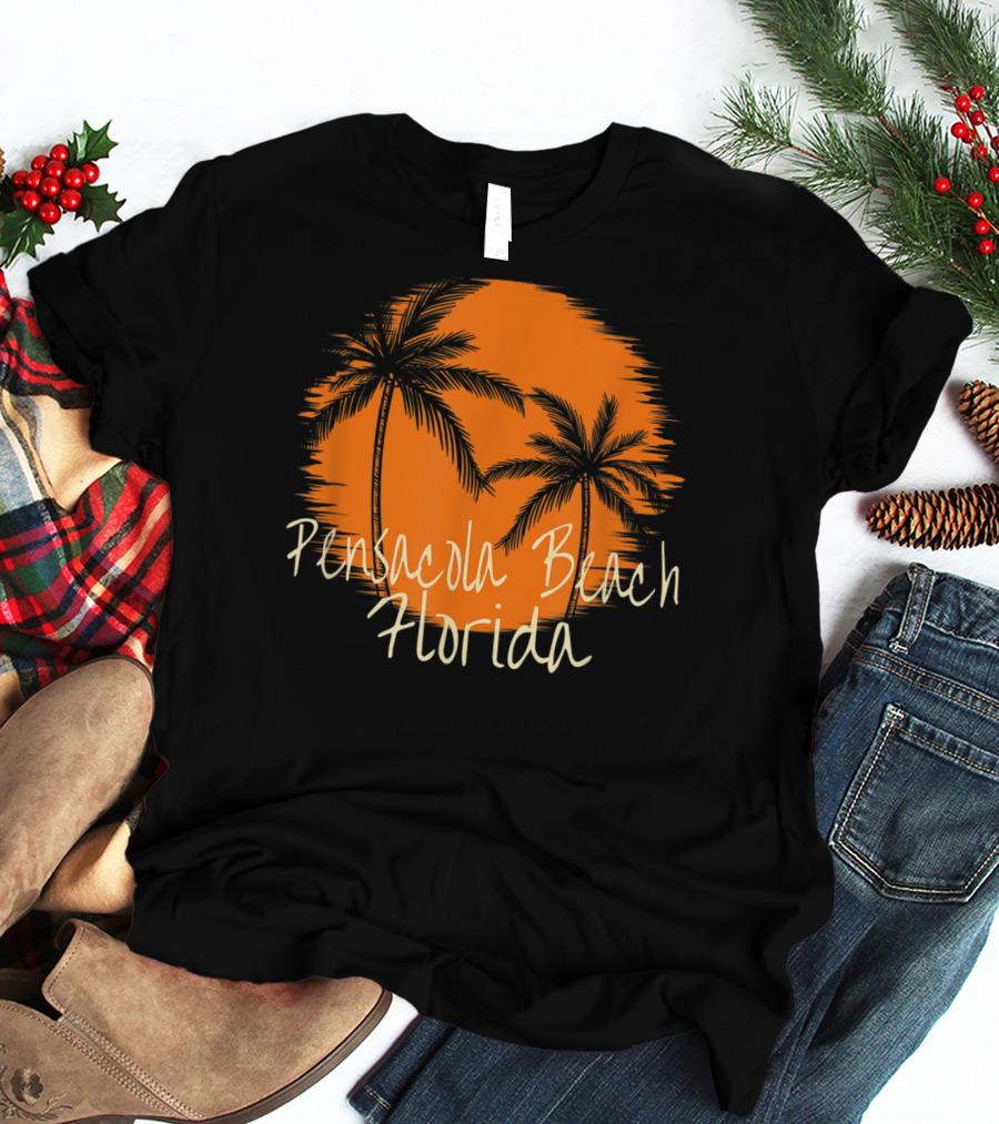 Pensacola Beach Florida Vacation Souvenir Sun Palm Trees T-Shirt