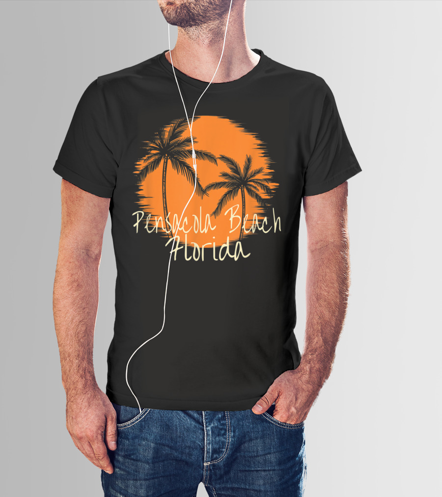 Pensacola Beach Florida Vacation Souvenir Sun Palm Trees T-Shirt