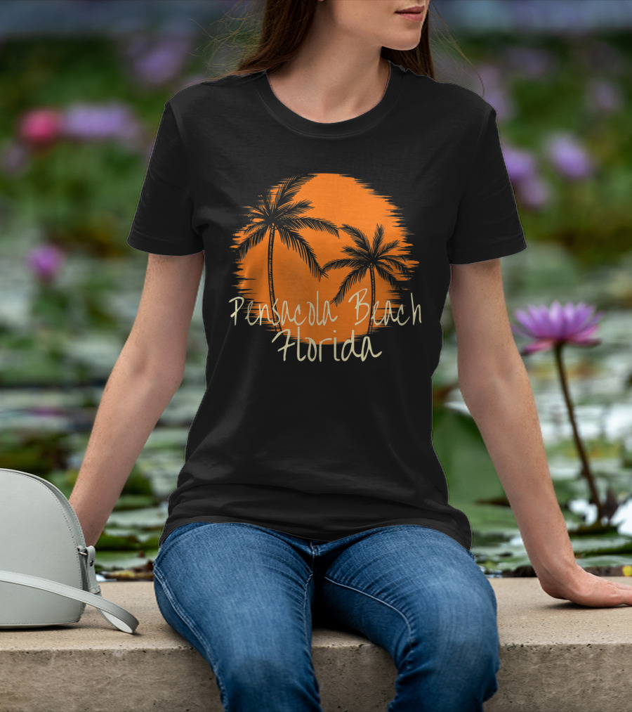 Pensacola Beach Florida Vacation Souvenir Sun Palm Trees T-Shirt