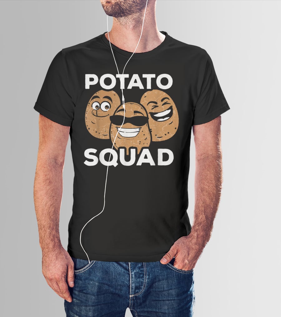Potato Squad Cute Funny Potato Lover Smiling Cartoon Faces T-Shirt