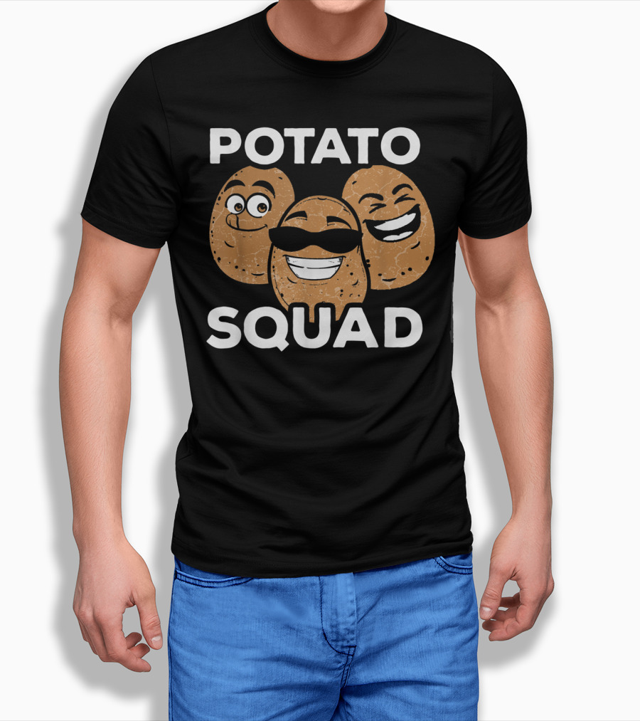 Potato Squad Cute Funny Potato Lover Smiling Cartoon Faces T-Shirt