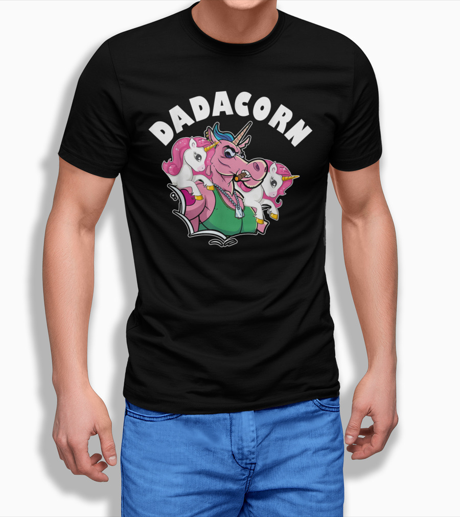 DADACORN Mens Funny Twin Dad Unicorn T-Shirt