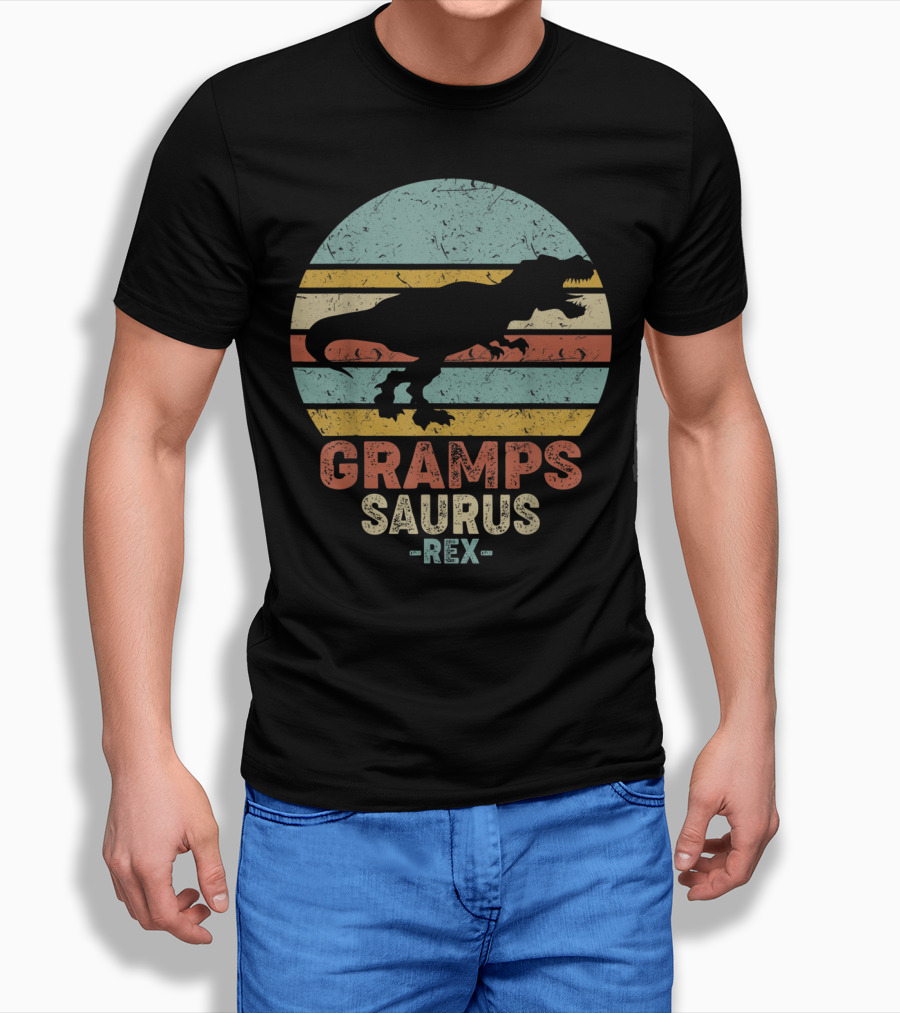 Grampsaurus Dinosaur Vintage Rex Retro Stripes T-Shirt