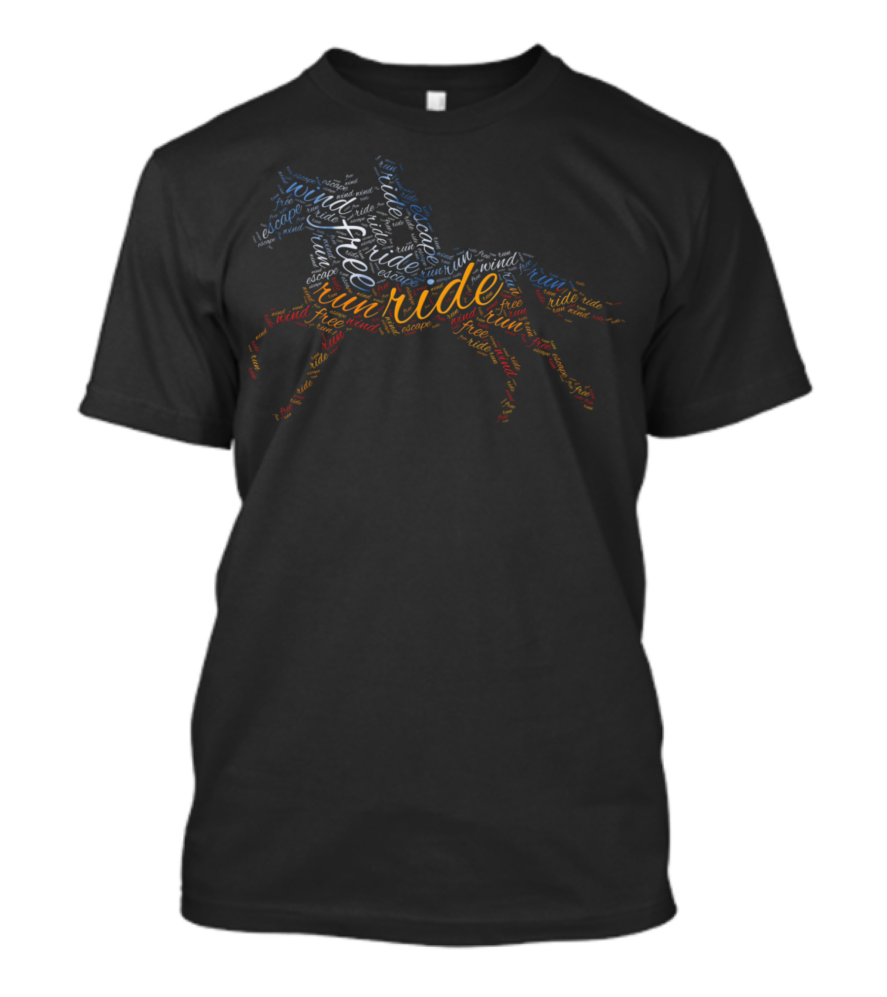 Run Ride Free Wind Escape Horseback Rider Themed T-Shirt