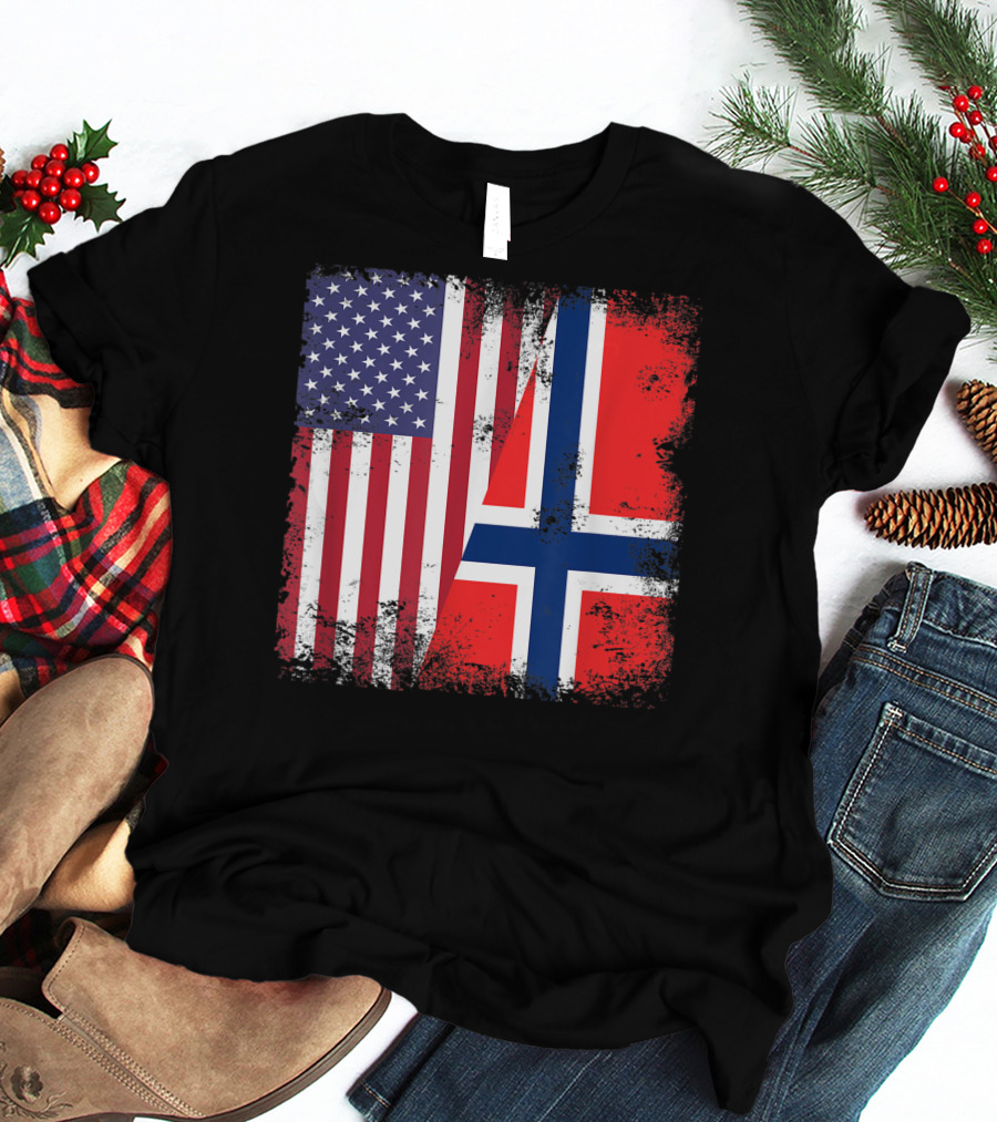 USA Norway Half Flag T-Shirt