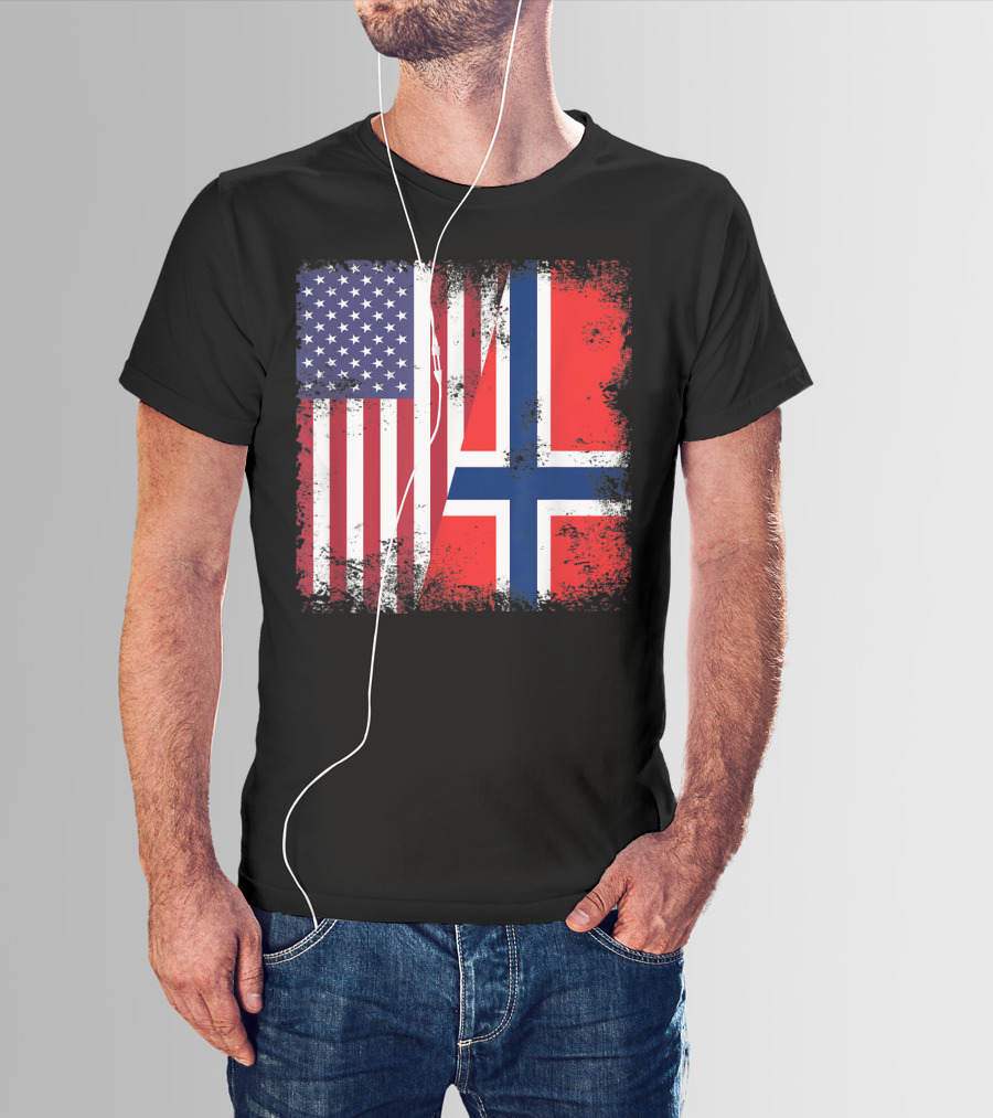 USA Norway Half Flag T-Shirt